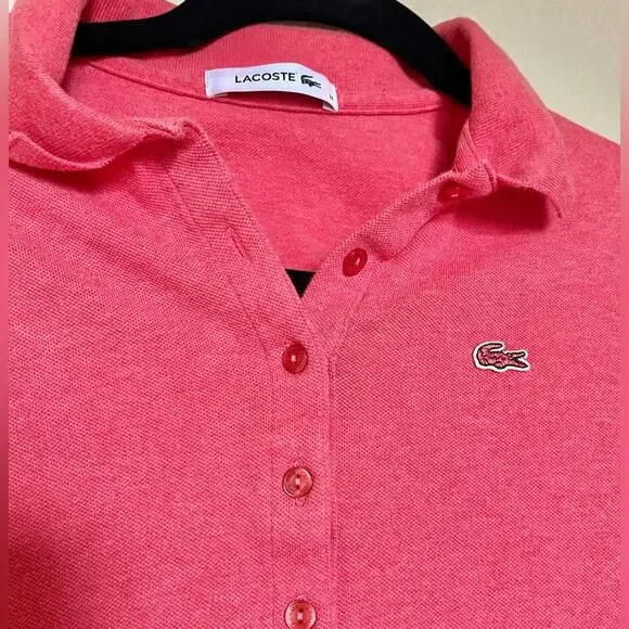 Lacoste women’s coral pink short sleeve polo size 34 - Picture 3 of 5